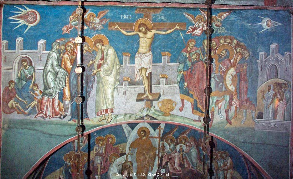 Виманы в живописи _Распятие-  Сербский монастырь Високи Дечани Виманы в живописи _Распятие-  Сербский монастырь